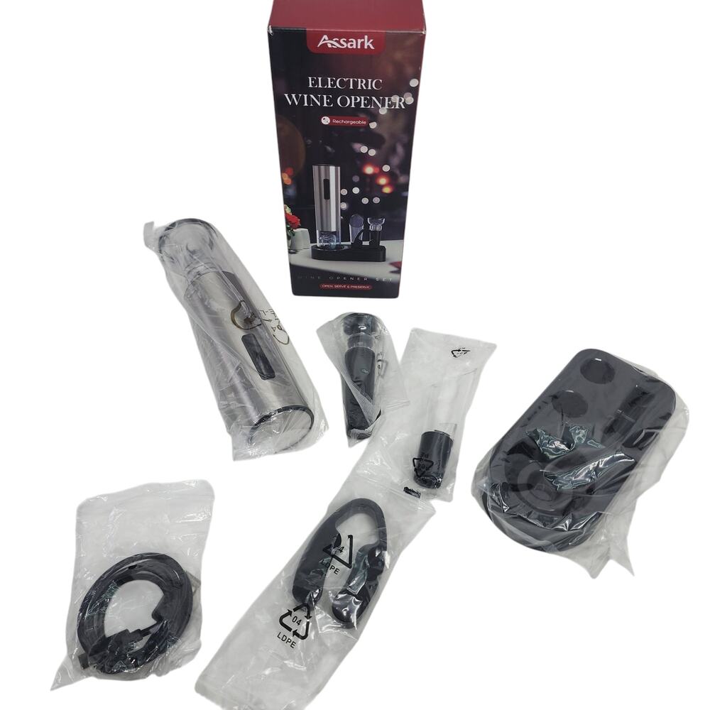 Rechargeable Electric Wine Bottle Openers Set Vacuum Stopper Foil Cutter Pourer